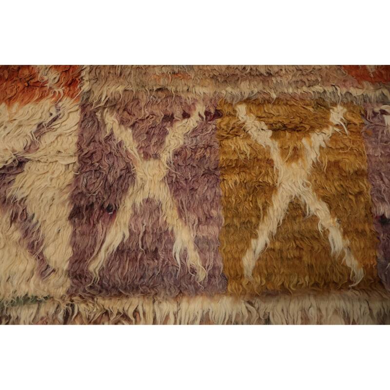 Hand Knotted Oriental 100% Wool Carpet Modern Tribal Brown Moroccan Area Rug - 9' 9'' X 6' 11''