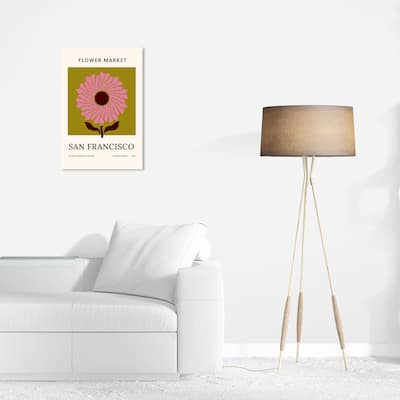 Wynwood Studio Canvas Advertising Flower Market San Francisco Pink and Army Green Modern & Contemporary Wall Art Canvas Print