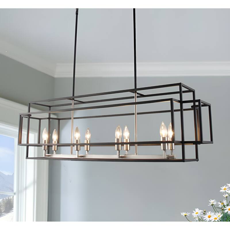 8-Light Kitchen Island Square Rectangle Pendant Lamp Island/Billiard
