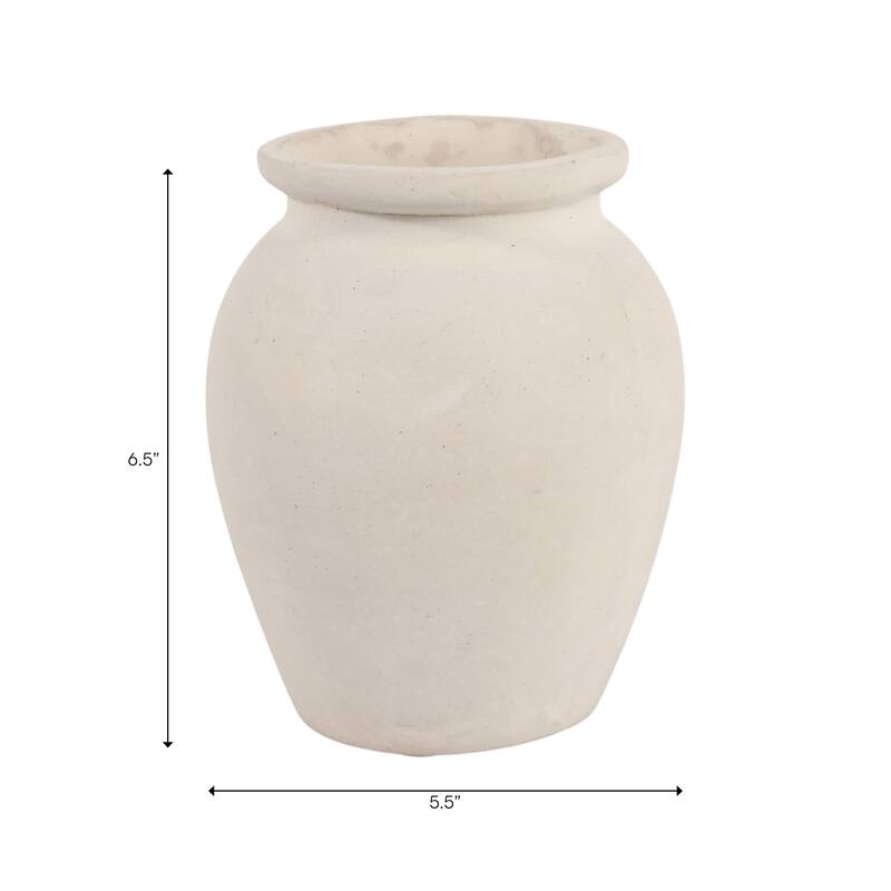 Decorative Round Pottery Vase - Rustic Boho Flower Vase