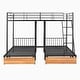 preview thumbnail 8 of 19, Full Over Twin and Twin Metal Triple Bunk Bed with Drawers and Guardrails