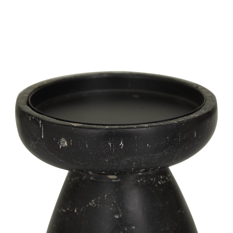 Black or White Wood Distressed Pillar Candle Holder (Set of 3)