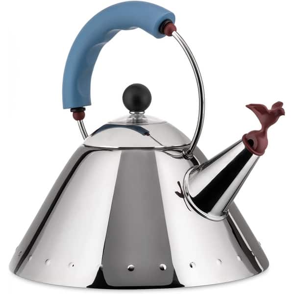 Alessi 9093 Michael Graves Kettle with Bird Whistle, Blue Handle On
