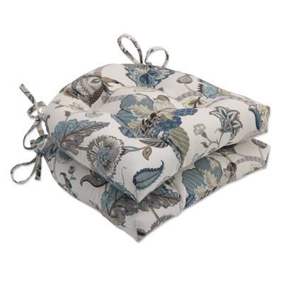 Pillow Perfect Finders Keepers Blue Reversible Chair Pad (Set of 2)