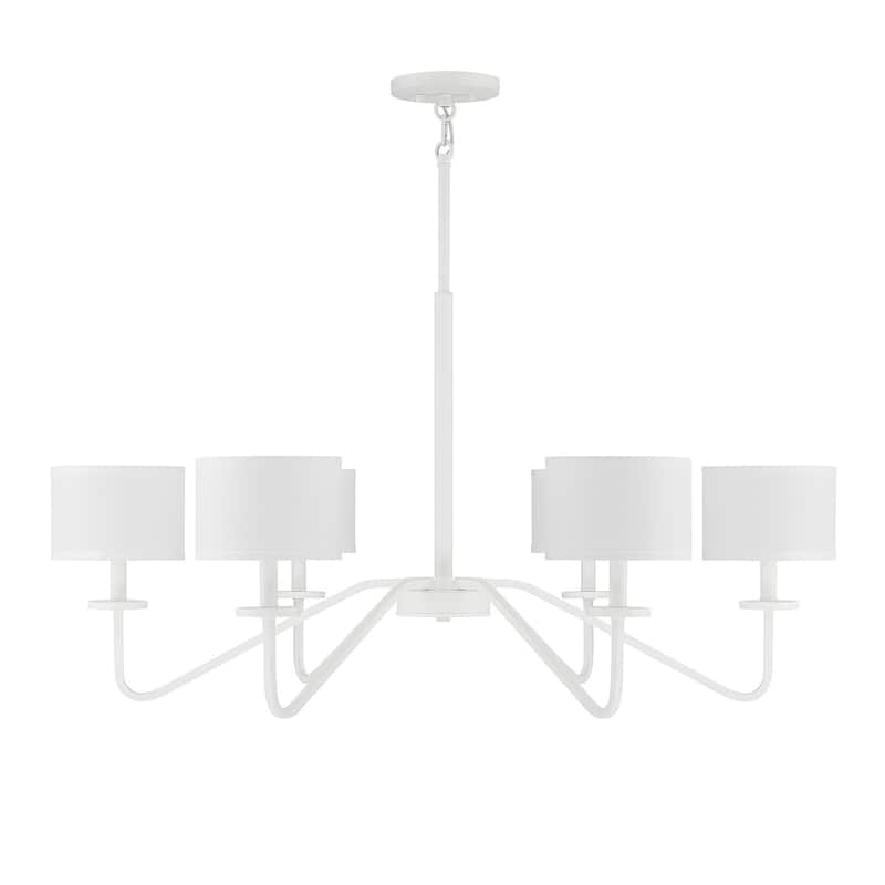 Meridian M10092 6 Light 42" Wide Chandelier with White Fabric Shades