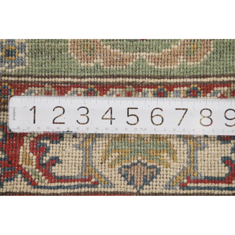 Floral Kazak Runner Rug Handmade Green Wool Carpet - 2'2" x 5'11"