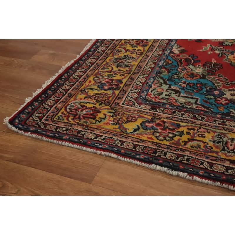Hand Knotted Oriental 100% Wool Carpet Traditional Floral Oranges & Rust Hamedan Area Rug - 7' 2'' X 4' 7''