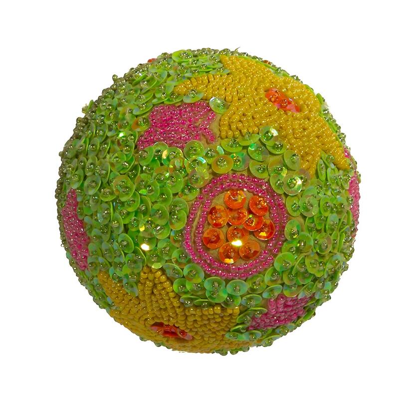 Kurt Adler 5-Inch Decorative Egg Container with Beads and Sequins - 5-inches