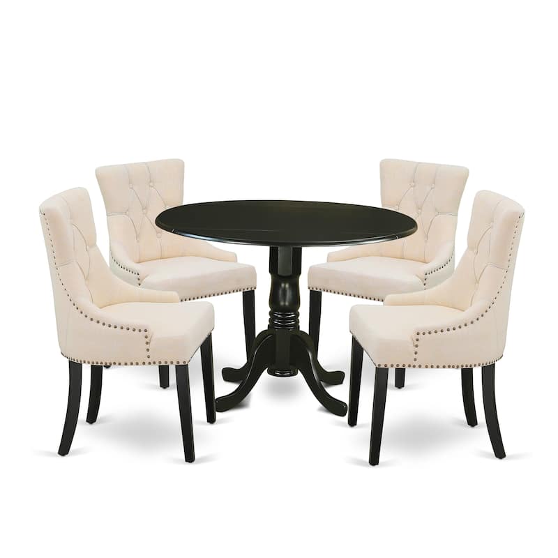 East West Furniture Table Set- a Wooden Table and Dining Room Chairs(Finish & Pieces Options)