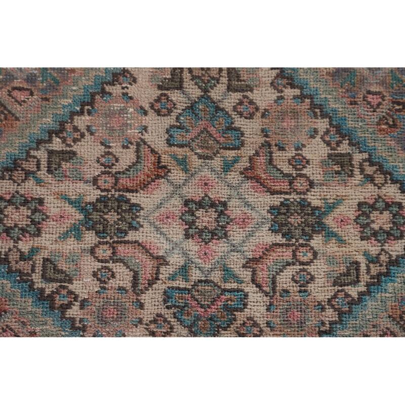 Distressed Tabriz Persian Antique Area Rug Handmade Wool Carpet - 6'9"x 9'7"