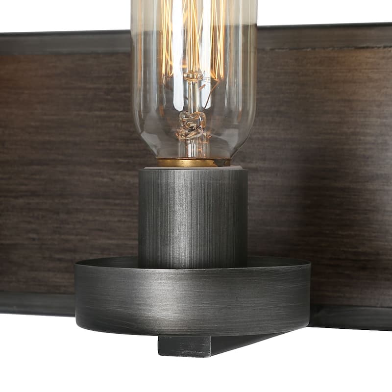 Fora 3-Light Modern Farmhouse Dark Wood Bathroom Vanity Light Wall Sconce - L22"x H 6.5" x E7"