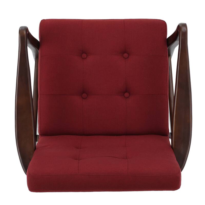 Mid Century Modern 25.25" Button Tufted Club Chair with Wood Frame for Living Room