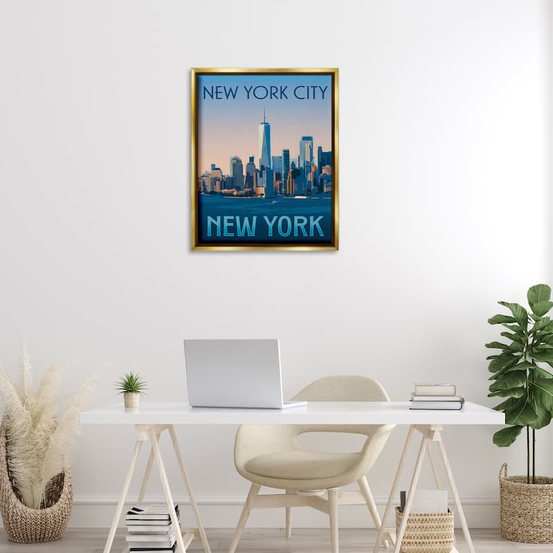 Stupell New York Landmark Skyline Framed Floater Canvas Wall Art Design By Victoria Barnes