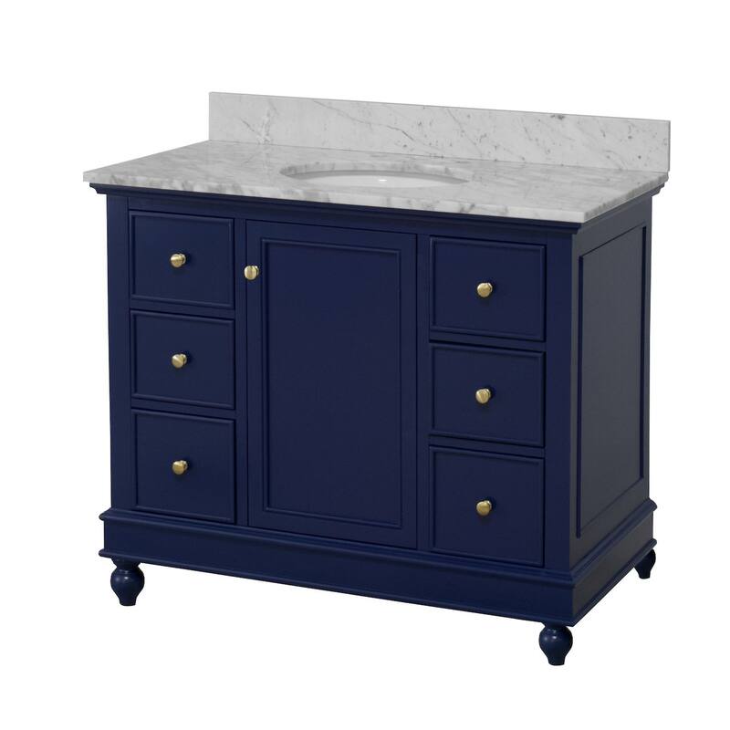 KitchenBathCollection Bella 42" Bathroom Vanity with Carrara Marble Top