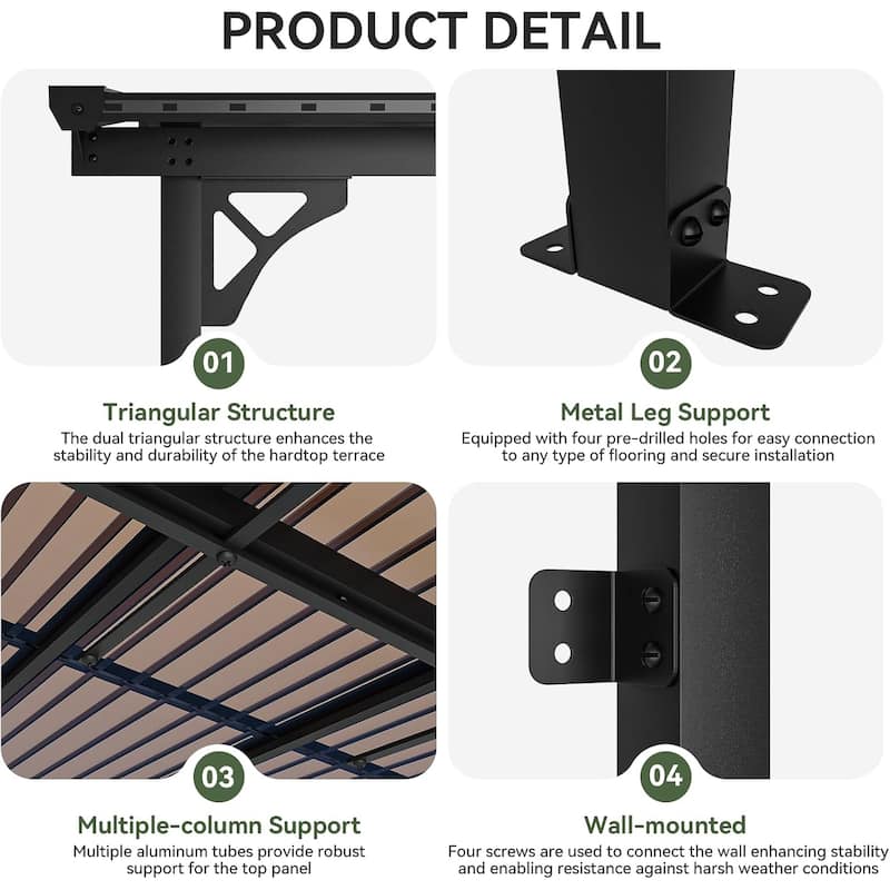 Outdoor Wall Mounted Gazebos, Lean to Gazebo with Sloped Roof
