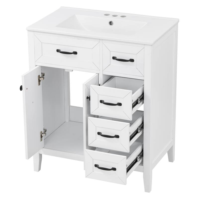 GDFStudio - Avalon Modern Freestanding Bathroom Vanity with Ceramic Sink & Soft Close Multi-Storages