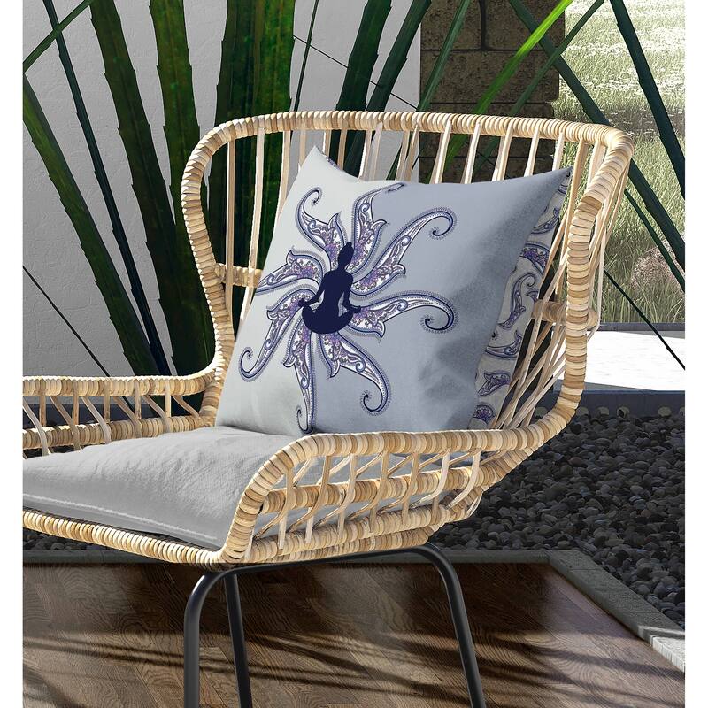 Mystic Silence Indoor/Outdoor Reversible Throw Pillow Blue and Platinum