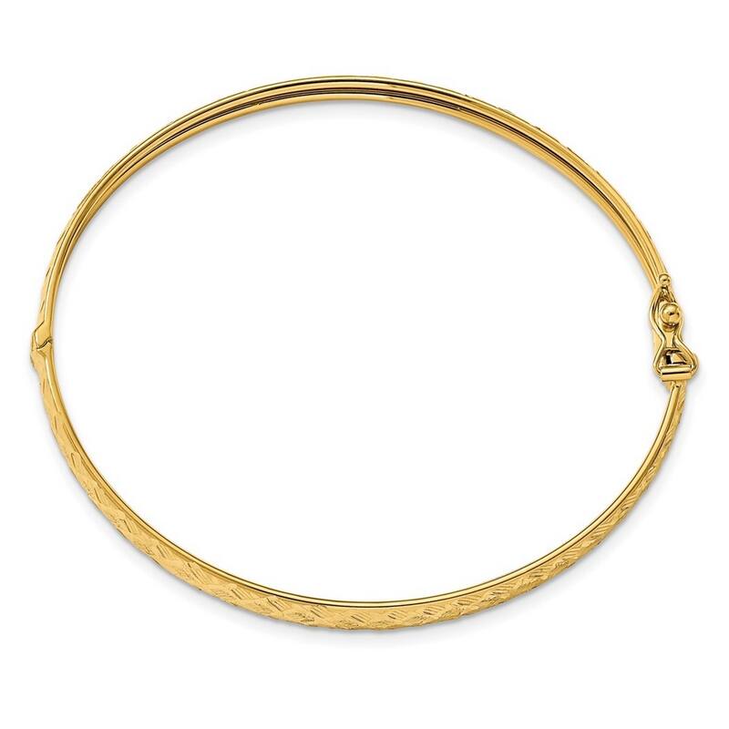 Curata 6.45mm 14k Yellow Gold Polished Sparkle Cut Cuff Stackable Bangle Bracelet