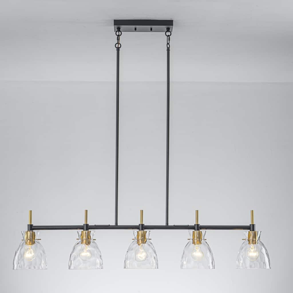 5-Light Modern Linear Clear Glass Kitchen island Pendant Light for Dining Room - 5 Light
