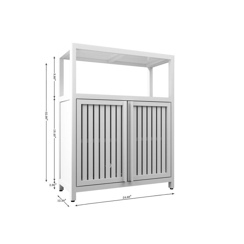 Bamboo storage cabinet, freestanding bathroom cabinet with 2 louvered doors, floor-standing cabinet