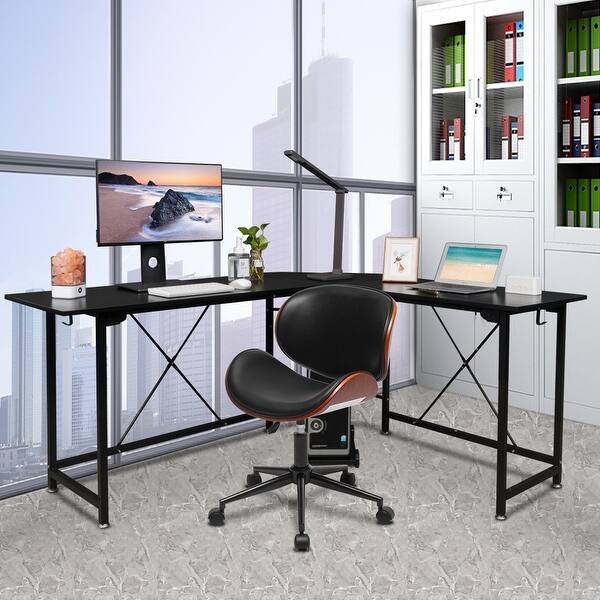 Shop Black Friday Deals On Mid Century Office Desk Chair Adjustable Black Leather Chrome Base On Sale Overstock 31857682