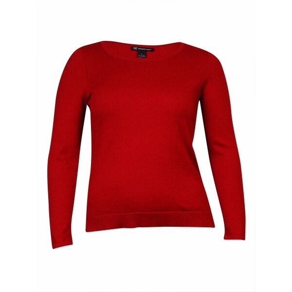 red scoop neck sweater