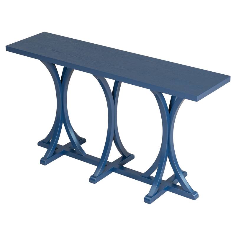 Oak Veneer Top Console Table with Curved Legs, Wooden Entryway Table Accent Table for Living Room Hallway