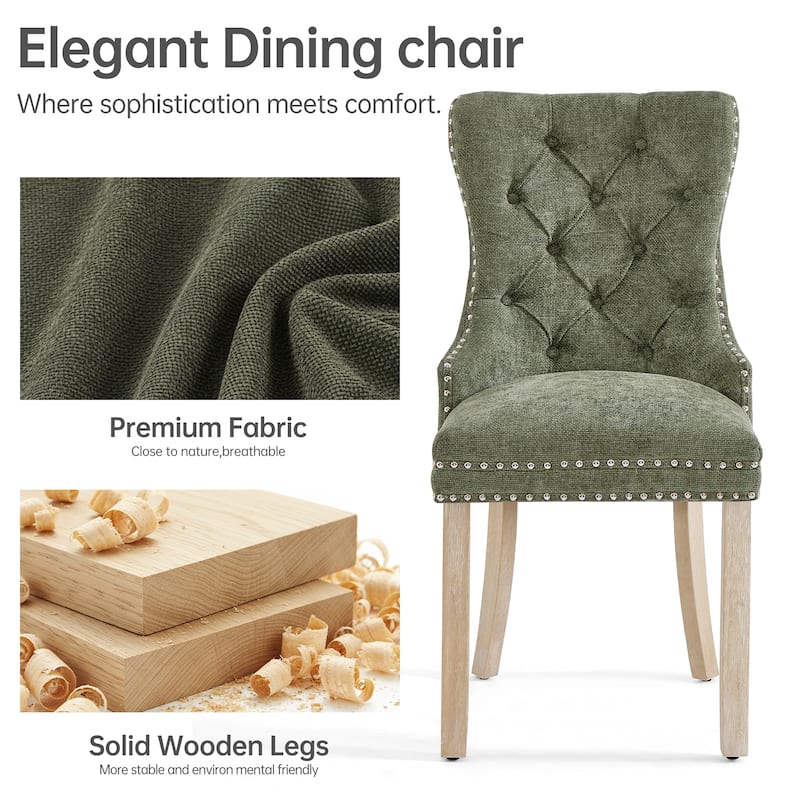 Morden Fort Tufted Dining Chair, Accent Chairs with Studded Trim and Pull Ring
