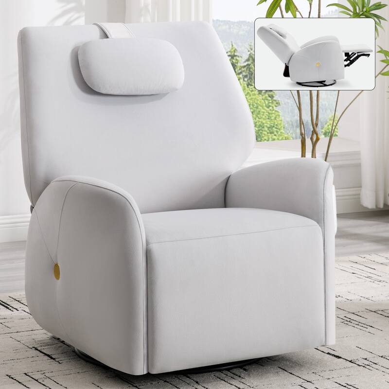 Electric Power Glider Recliner with 270° Swivel, Rocking Motion, Ergonomic Lumbar & Neck Support, Dual USB/Type-C Ports