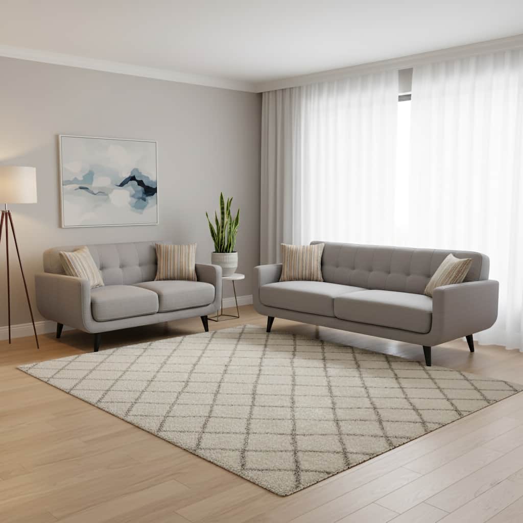 Crystal Grey 2-Piece Sofa and Loveseat Living Room Set