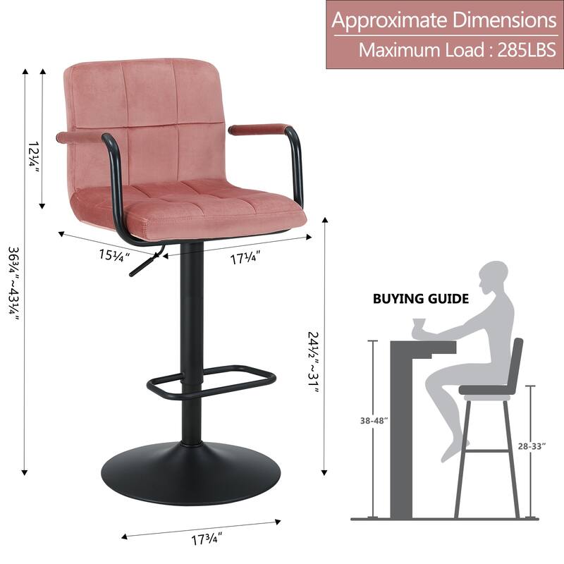 Swivel Adjustable Height with Armrest Bar Stools