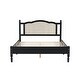 preview thumbnail 3 of 18, Wooden Queen Size Vintage Platform Bed with Rattan Headboard amd Slat Support