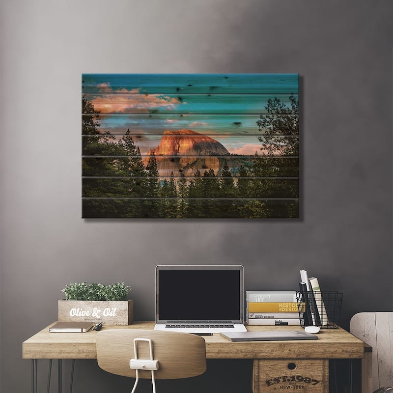California Yosemite Valley Sunset I Print On Wood by Alex G Perez - Multi-Color