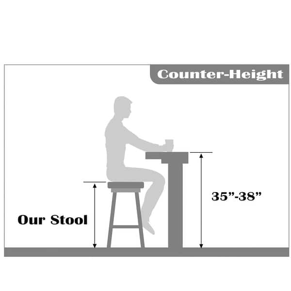 dimension image slide 0 of 2, Farmhouse Plastic Round Bar Counter Stool Height High Chair Natural Solid Wood Kitchen Dining Patio Modern, Single, Set of 1