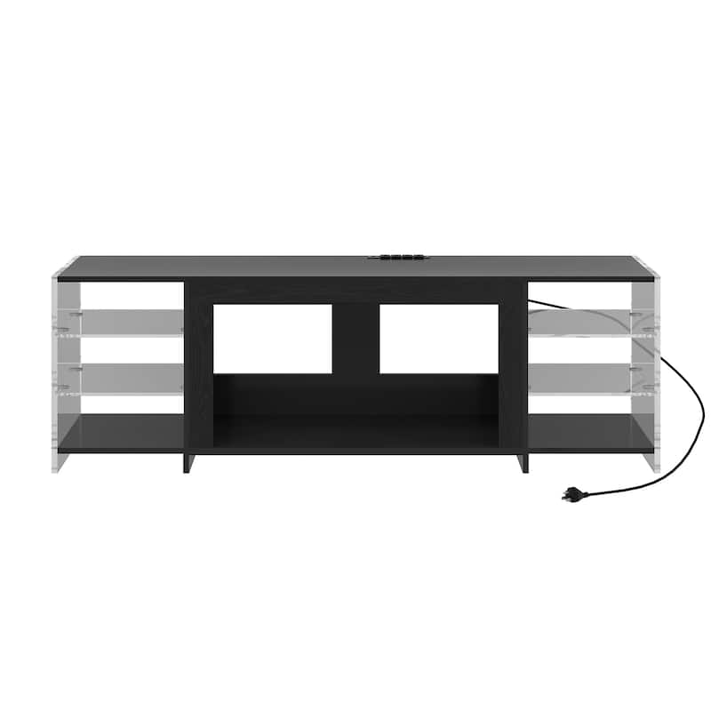 VECELO 70" Rustic TV Stand without/with Fireplace Heater(2 Options),Media Entertainment Center Table with Storage Shelves