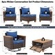 preview thumbnail 11 of 18, 8-Pc Wicker Patio Set w/Thick Cushions, 2 Swivel Rocking Chairs & Acacia Table for Backyard