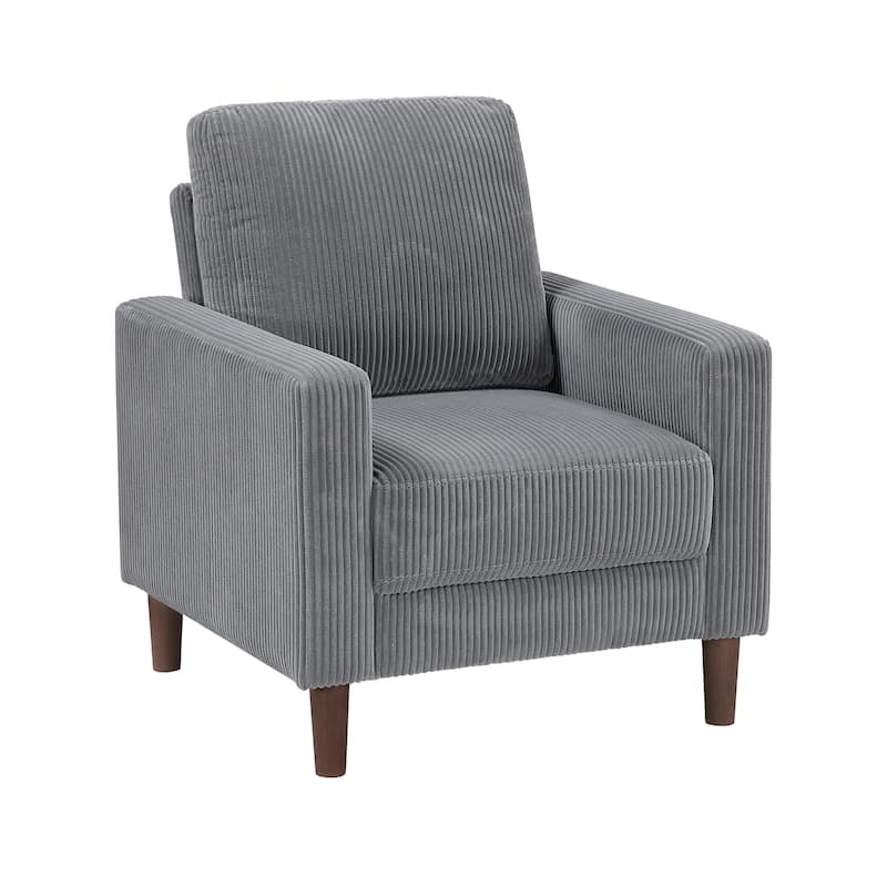 Caspian Corduroy 3-Piece Living Room Set - Wood Finish Exposed Feet