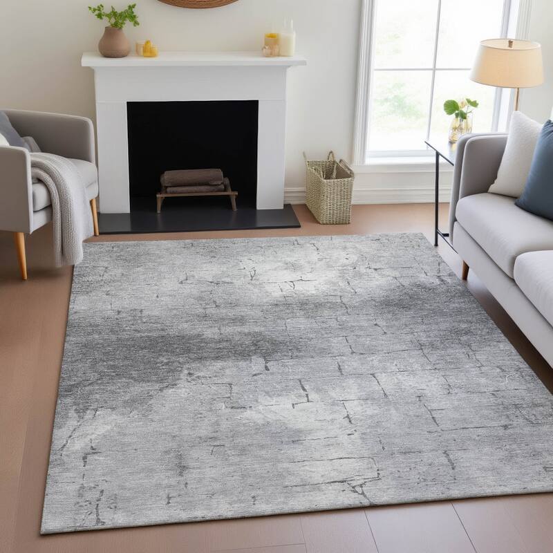 Machine Washable Indoor/Outdoor Vintage Bricks Chantille Rug