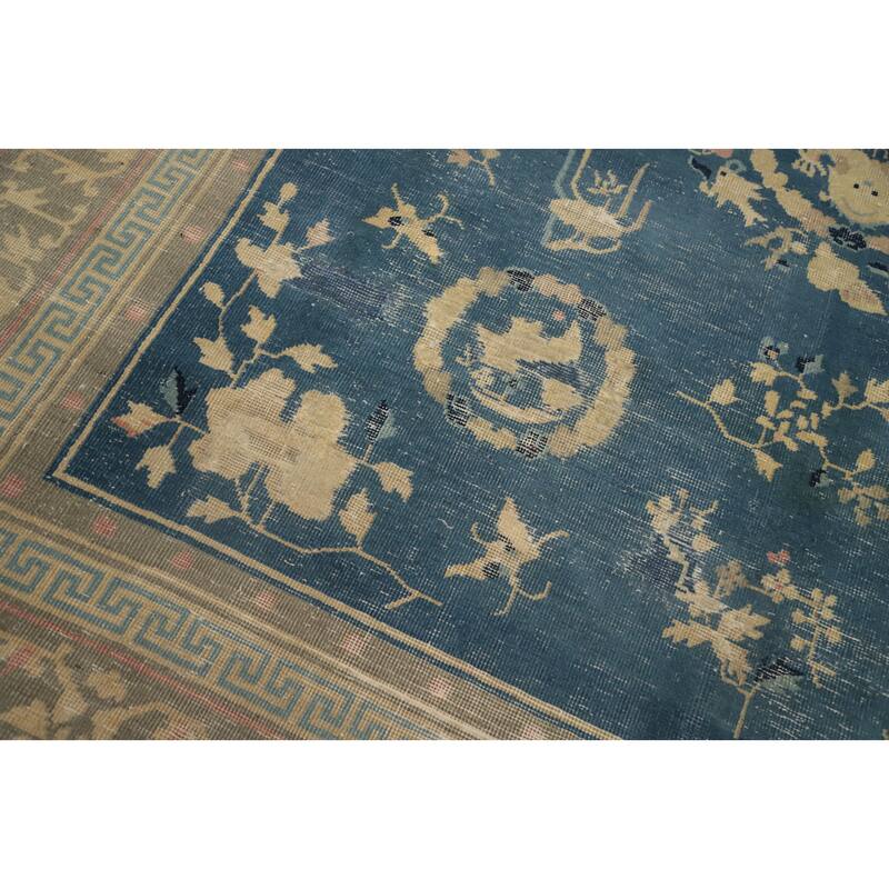 Hand Knotted Oriental 100% Wool Carpet Traditional Medallion Navy Blue & Blues Art Deco Area Rug - 10' 0'' X 8' 10''