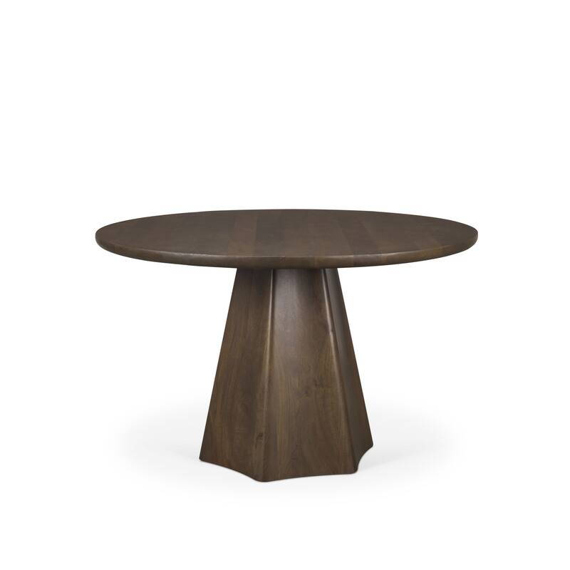 Jovani Solid Brown Mango Wood Round Dining Table