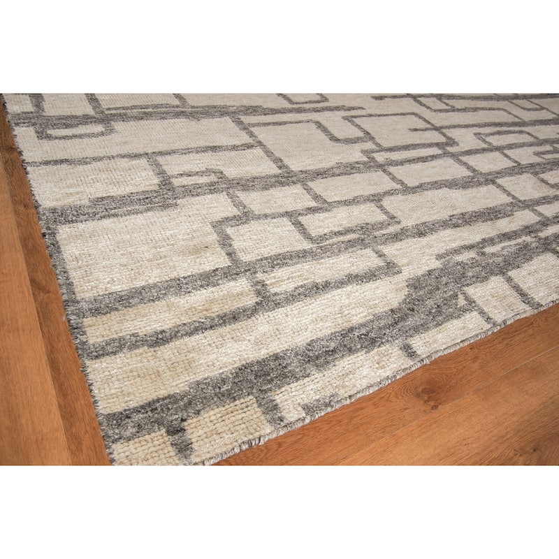 EXQUISITE RUGS Aldridge Hand-knotted Wool/Bamboo Silk Silver/Grey Area Rug.