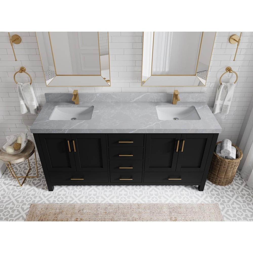 Willow Collection 72 in. W x 22 in. D Malibu Double Sink Bathroom Vanity with Countertop