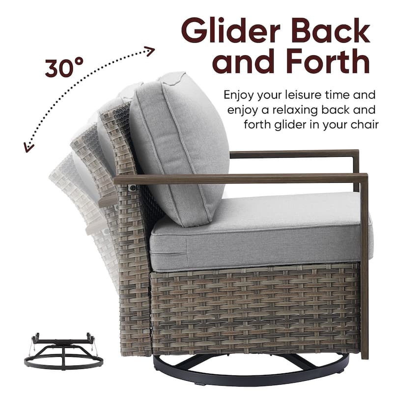 Pocassy 5 Pieces Outdoor All-Weather Chair with Fire Table Set