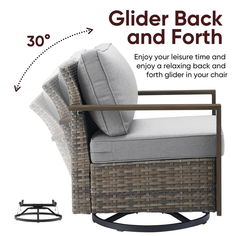 Pocassy Outdoor Sofa Patio Swivel Chair Funiture Set