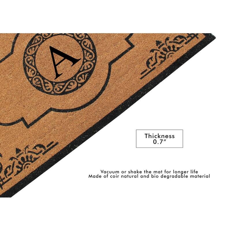 A1HC Natural Coir and PVC backing Hand-crafted Abrilina Monogrammed Double Doormat