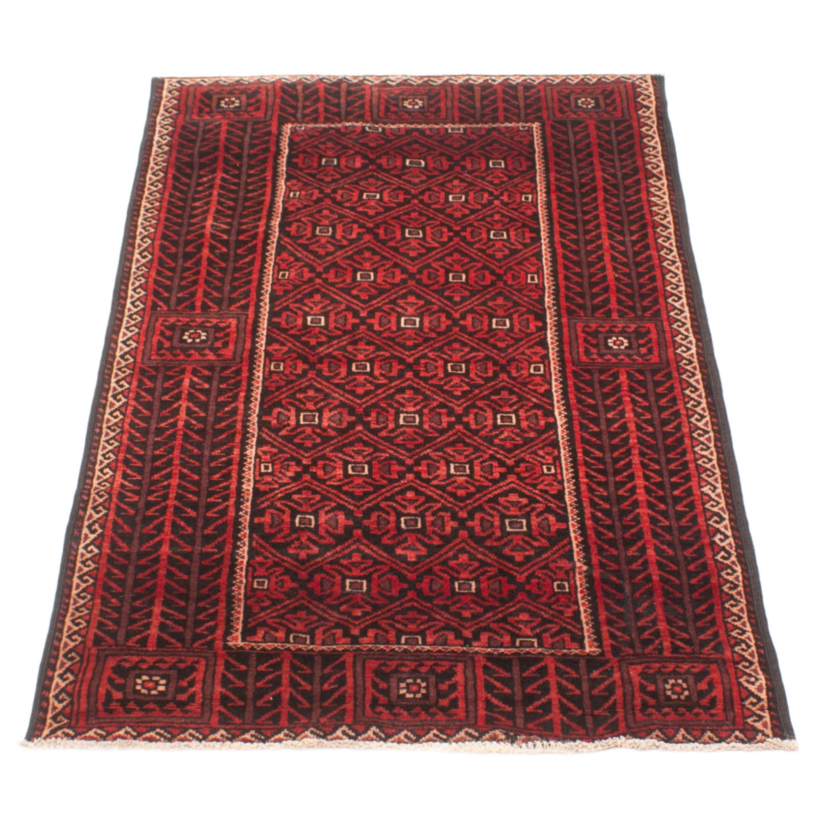 ECARPETGALLERY Hand-knotted Baluch Black Wool Rug - 3'1 x 5'9