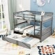 preview thumbnail 1 of 8, Costway Full over Full Bunk Bed Platform Wood Bed with Trundle & Grey - See Details