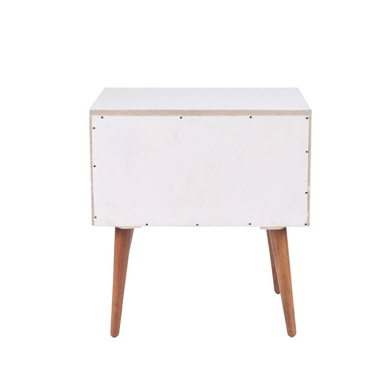Mid-Cnetury Modern Wooden Storage Nightstand with 2 Drawers