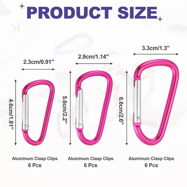 Aluminum Spring Snap Hook, Sturdy Buckle Structure, 18-Piece Set