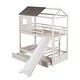 preview thumbnail 8 of 16, House-Shaped Twin Over Twin Bunk Bed with Slide, Storage Drawers, and Full-Length Guardrails